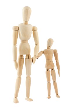 Big and small wooden figures clipart