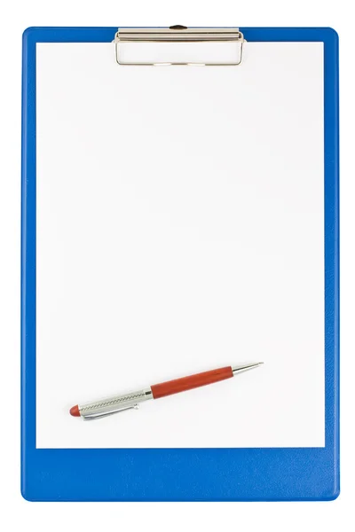 Leeres Klemmbrett mit Stift — Stockfoto