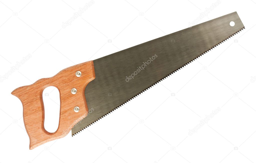 Saw with the wooden handle