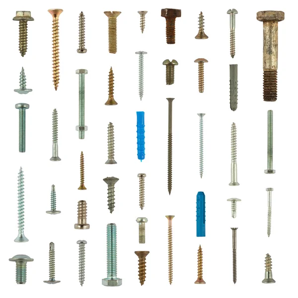 Screws, dowels and bolts collection — Stock Photo, Image