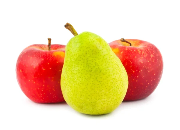Red apples and green pear — Stock Photo, Image