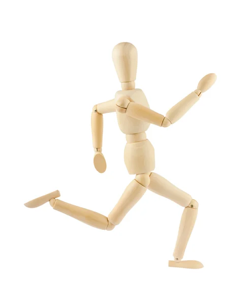 Wooden figure running — Stock Photo, Image