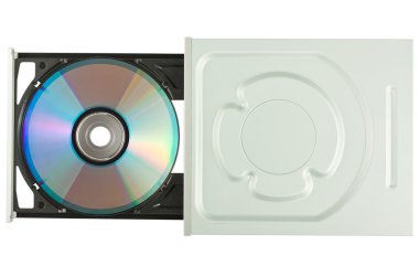 DVD sürücü ile disk, üstten görünüm