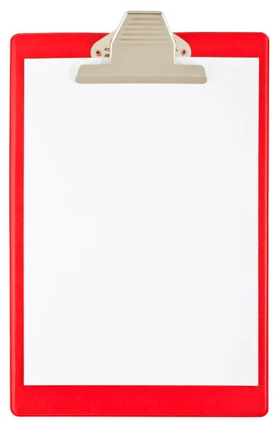 Clipboard vermelho em branco — Fotografia de Stock