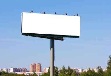 Blank billboard over blue sky clipart