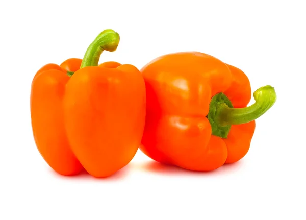Duas pimentas laranja maduras — Fotografia de Stock