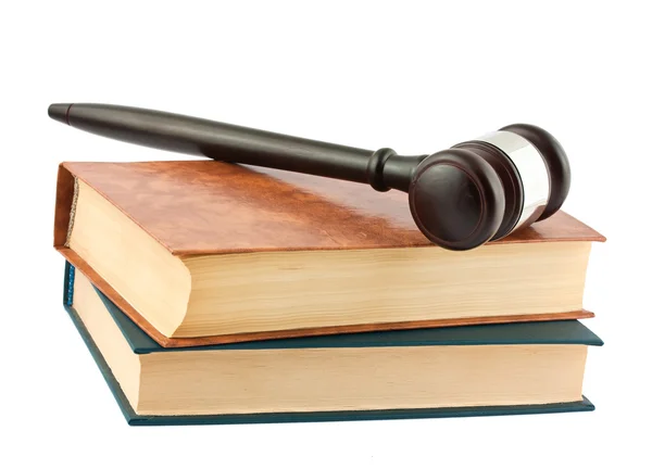 stock image Books and gavel