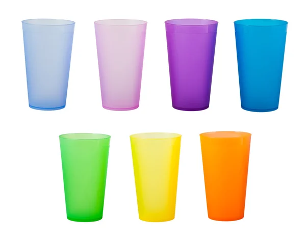 様々 な色のプラスチック ガラス — ストック写真