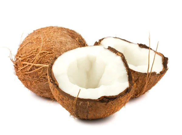 Fresh full and two halves of coconut — Stock Photo, Image