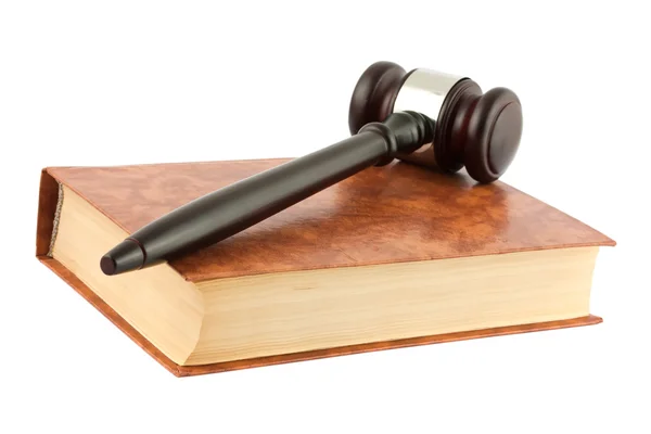 stock image Brown book and gavel