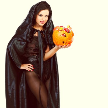 Cadı halloween gece elbiseli cinsel esmer