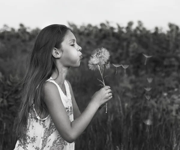 Ein kleines Mädchen ist auf dem Feld — Stockfoto