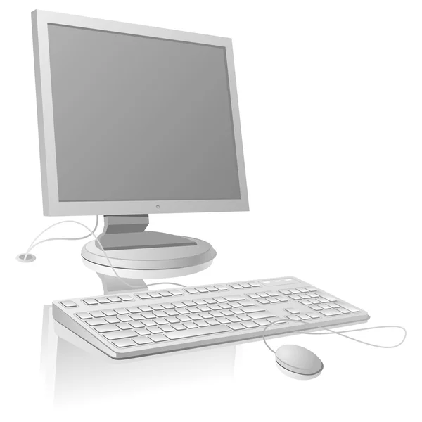 Monitor LCD e modelo de teclado —  Vetores de Stock