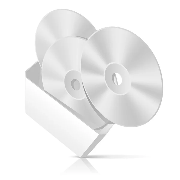 Boîte de CD avec modèle de disques — Image vectorielle