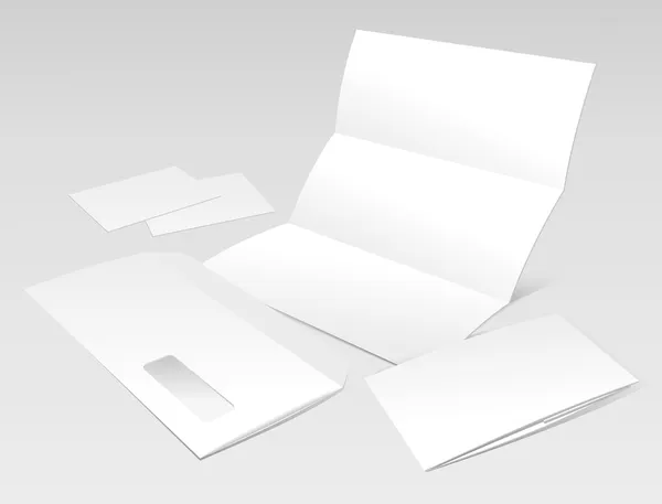 Порожній лист, конверт, візитки та буклет — стоковий вектор