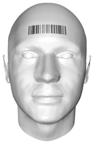 Egy emberi fej vonalkód bélyegző 3D render — Stock Fotó