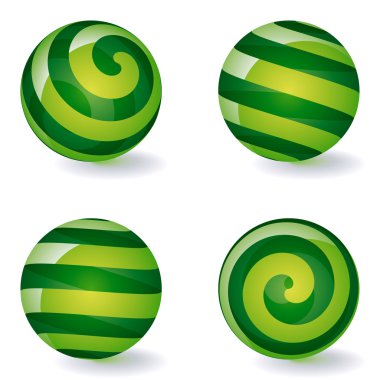 Set of striped spheric icons clipart