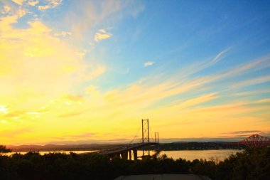 Forth Road Bridge in the sunset clipart