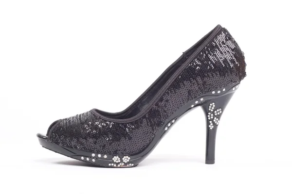 Buty czarny dama, wysokie obcasy — Zdjęcie stockowe