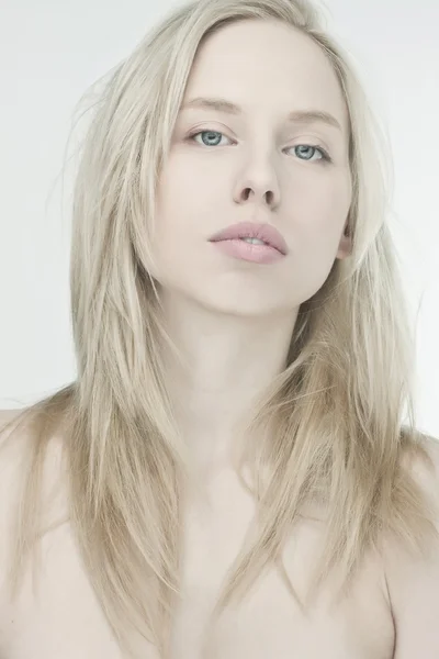 High key portrait beautiful blond girl — Stock Photo, Image