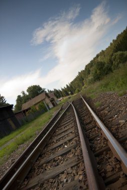 Demiryolu Köyü romantik peyzaj sahne