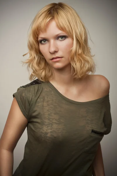 Glamour girl in transparent shirt — Stock Photo, Image
