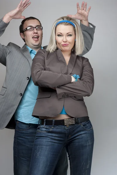 Funny business couple — Stock Photo, Image