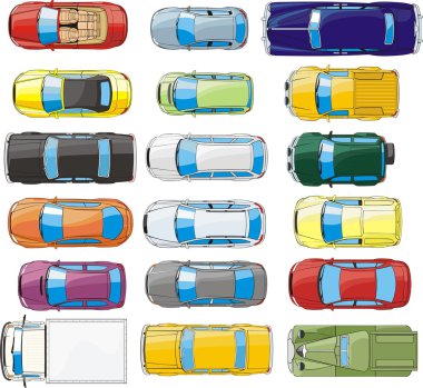 Cars overhand view set clipart