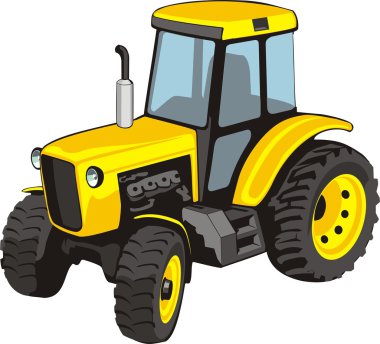 Old yellow tractor clipart