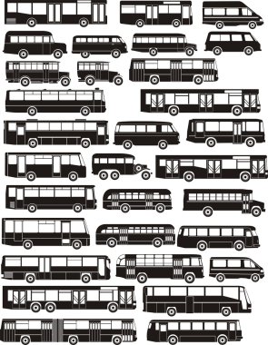 Set of bus silhouettes clipart