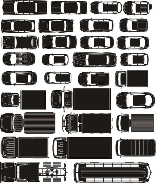 Autos im Überblick Silhouetten — Stockvektor