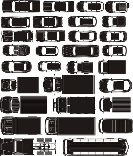 Cars overhand view silhouettes
