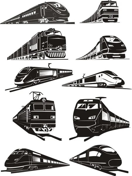 Train silhouettes — Stock Vector