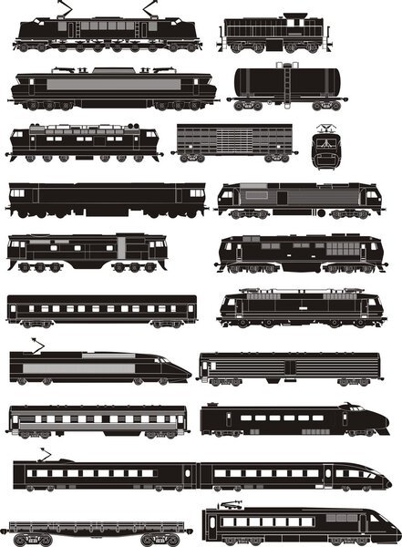 Силуэты со стороны поезда
