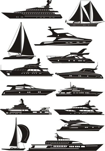 Silhouettes of the boats — Stock Vector