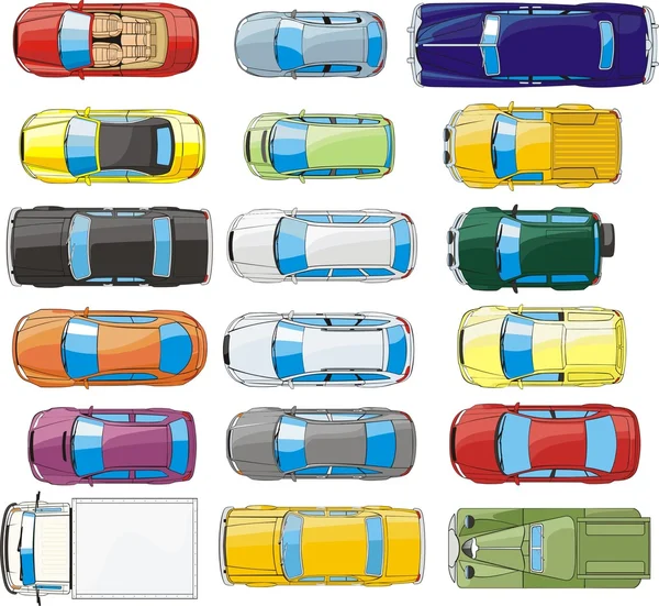Arabalar overhand görüntüle ayarla — Stok Vektör