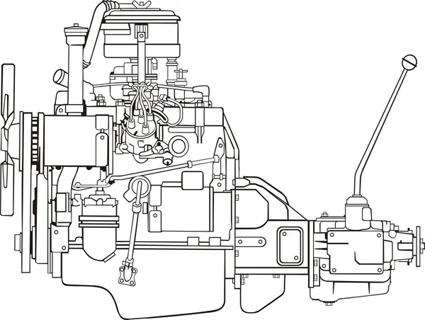 Contour latéral du moteur — Image vectorielle