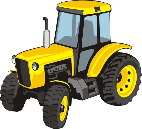 Gamla gul traktor — Stock vektor