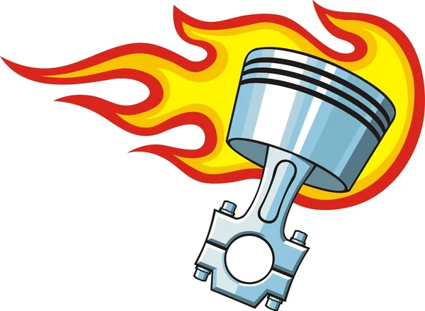 Piston in fire — Stock Vector
