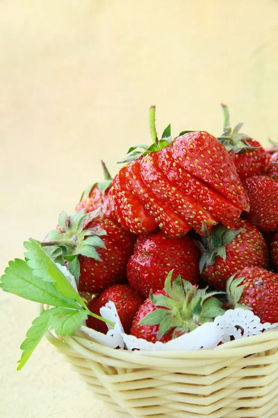 新鲜成熟的有机草莓美妙甜点 — 图库照片