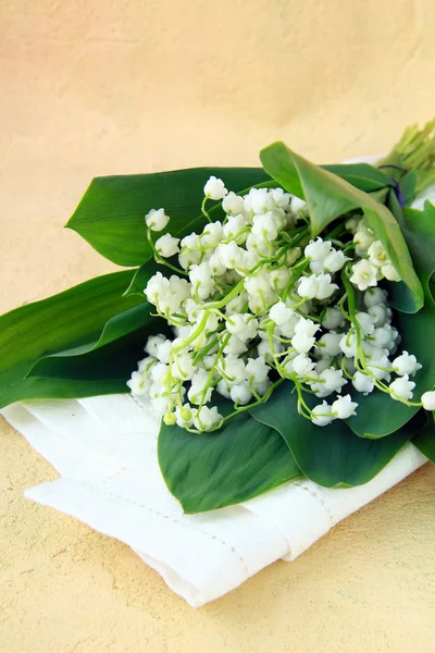 Lovely bunch of lily of the valley on a stone background