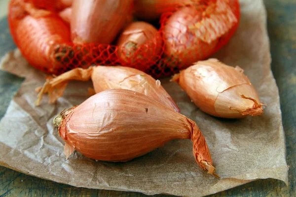 Elite class onion shallot on a wooden background — Stock Photo, Image