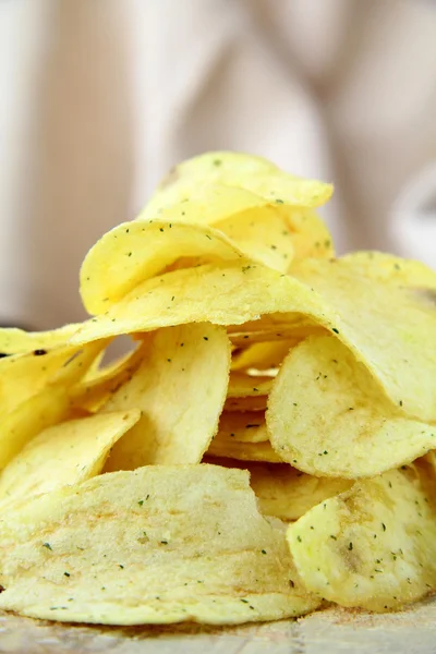 Pile of ruffled potato chips — Stock Photo, Image