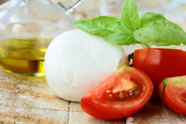 İtalyan mozzarella peynir domates ve fesleğen ile