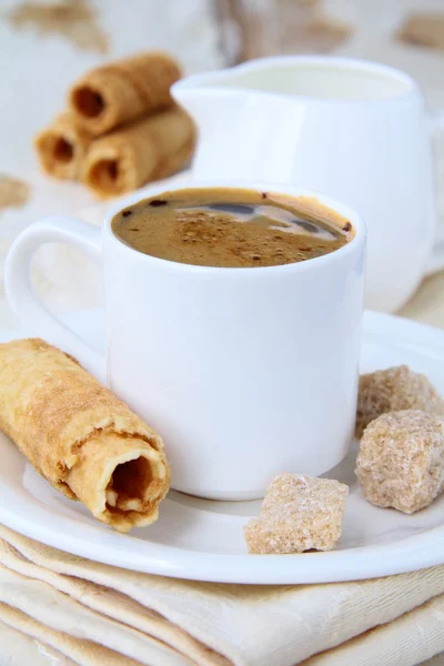 stock image Small white cup of strong espresso coffee