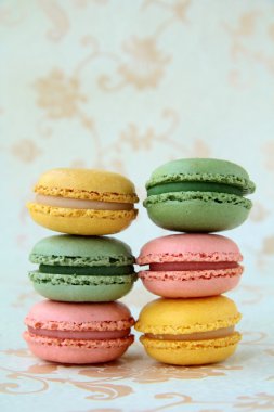 Traditional french dessert colorful macarons clipart