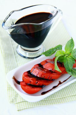 Fresh tomatoes basil and balsamic vinegar clipart