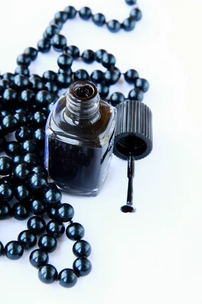 Black nail polish on a white background — Stock Photo, Image