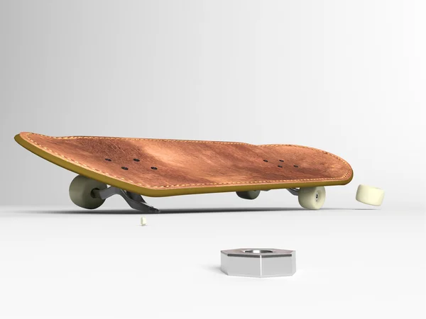 Skate board sur fond blanc — Photo