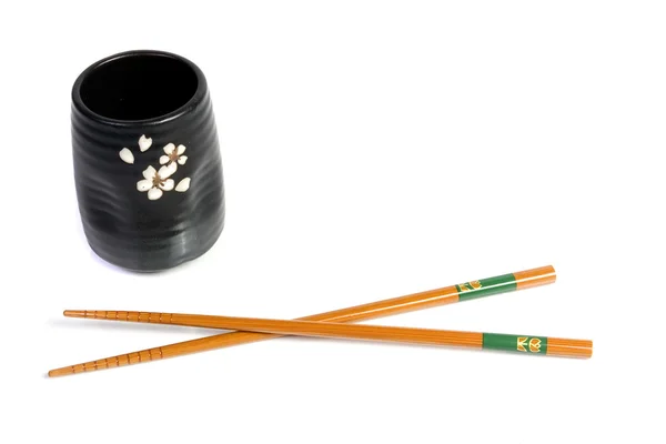 Bacchette e ciotola da tè - utensile da cucina giapponese — Foto Stock